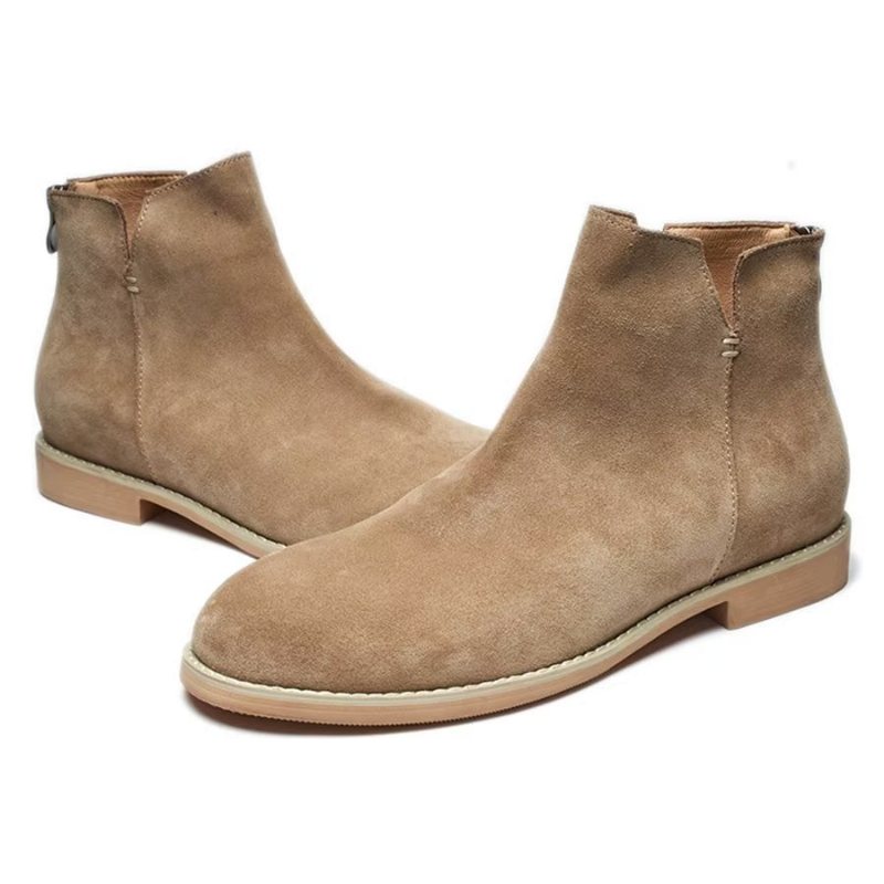 Herrestøvler Elegant Kuskinn Slip On Ankel Booties - Kaki