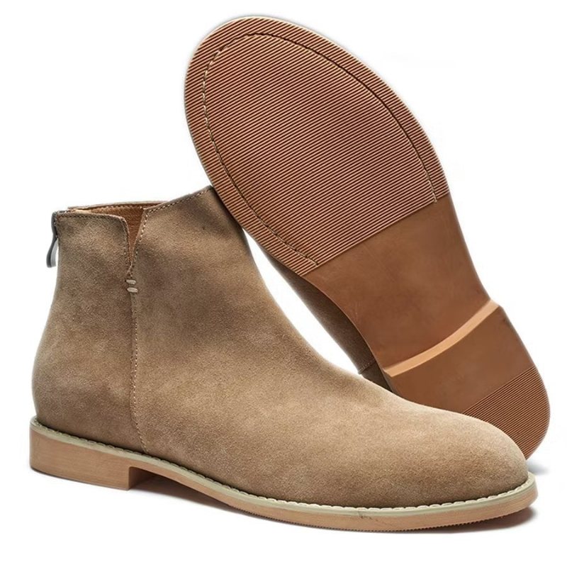 Herrestøvler Elegant Kuskinn Slip On Ankel Booties - Kaki