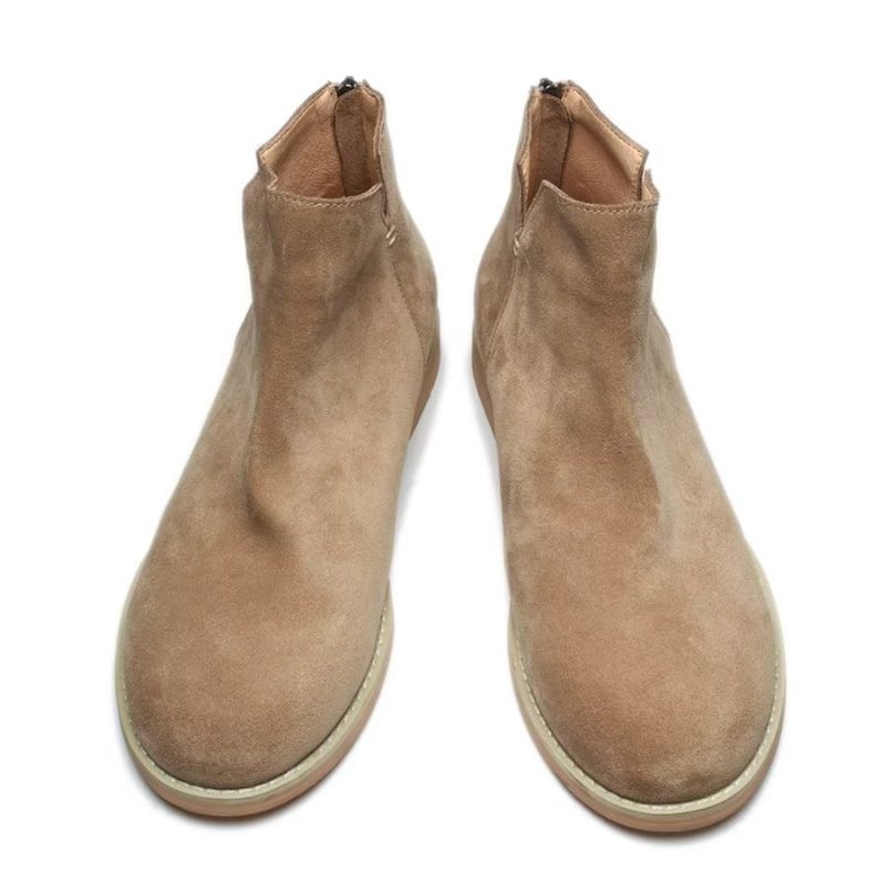 Herrestøvler Elegant Kuskinn Slip On Ankel Booties - Kaki