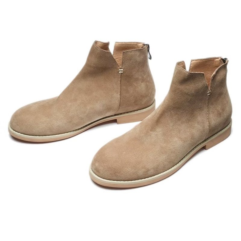 Herrestøvler Elegant Kuskinn Slip On Ankel Booties - Kaki