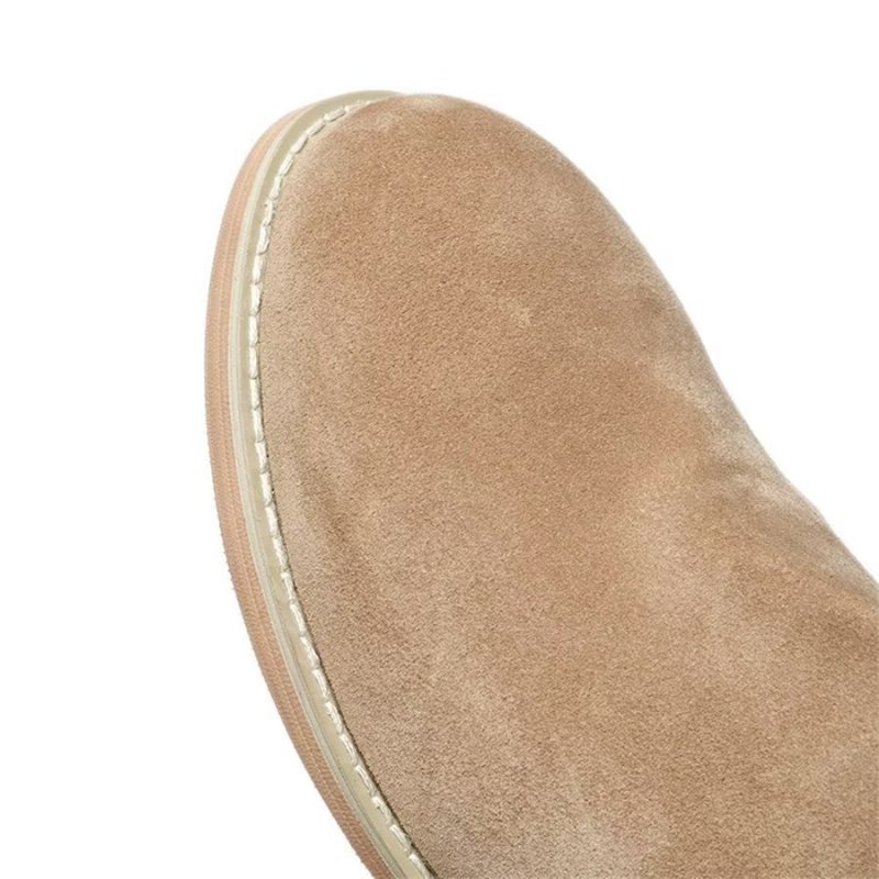 Herrestøvler Elegant Kuskinn Slip On Ankel Booties - Kaki