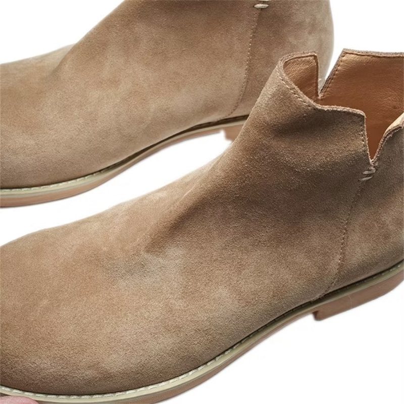 Herrestøvler Elegant Kuskinn Slip On Ankel Booties - Kaki