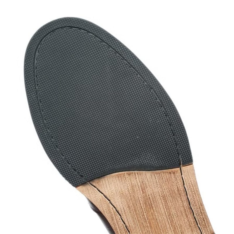 Herrestøvler Elegant Kuskinn Slip On Heeled Ankelstøvler - Kaffe