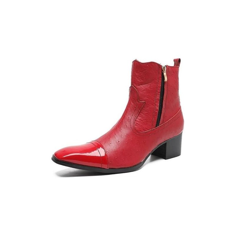 Herrestøvler Exotic Leather Statement Dress Boots - Rød