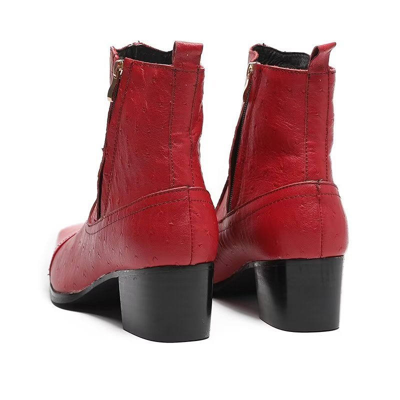 Herrestøvler Exotic Leather Statement Dress Boots - Rød