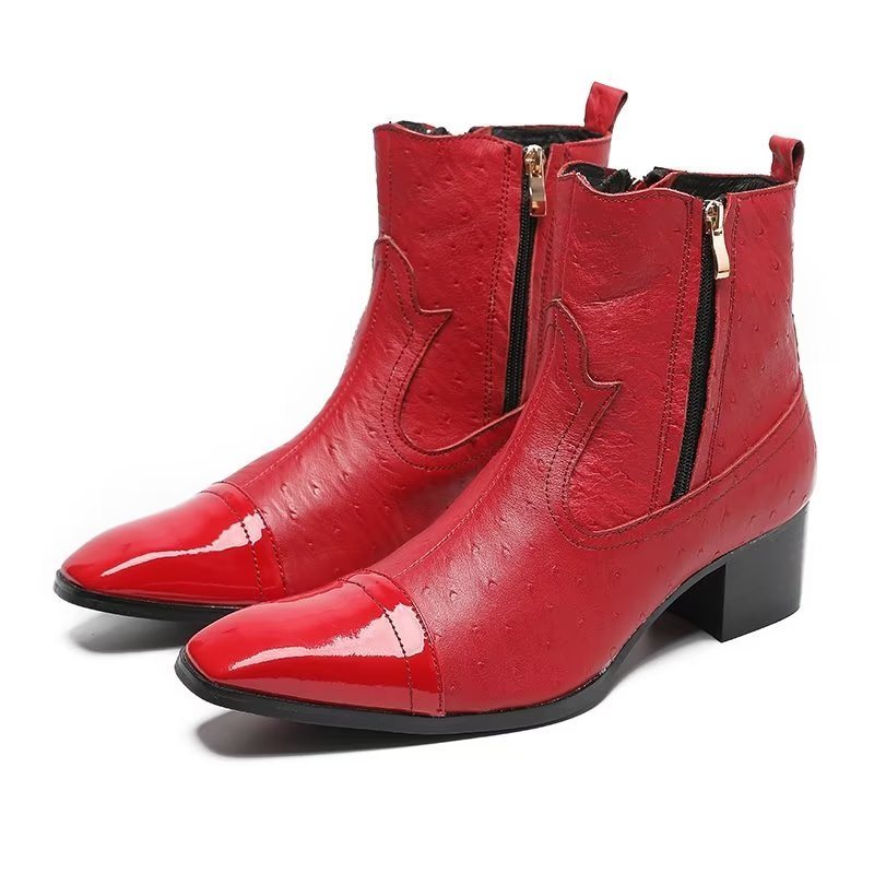 Herrestøvler Exotic Leather Statement Dress Boots - Rød