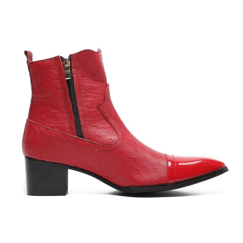 Herrestøvler Exotic Leather Statement Dress Boots - Rød