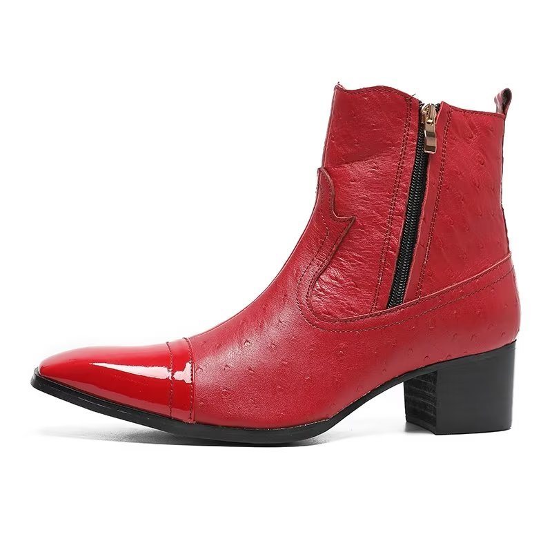 Herrestøvler Exotic Leather Statement Dress Boots - Rød