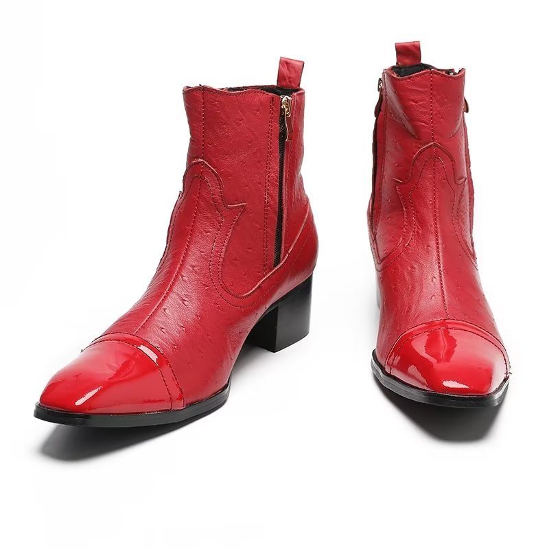 Herrestøvler Exotic Leather Statement Dress Boots - Rød