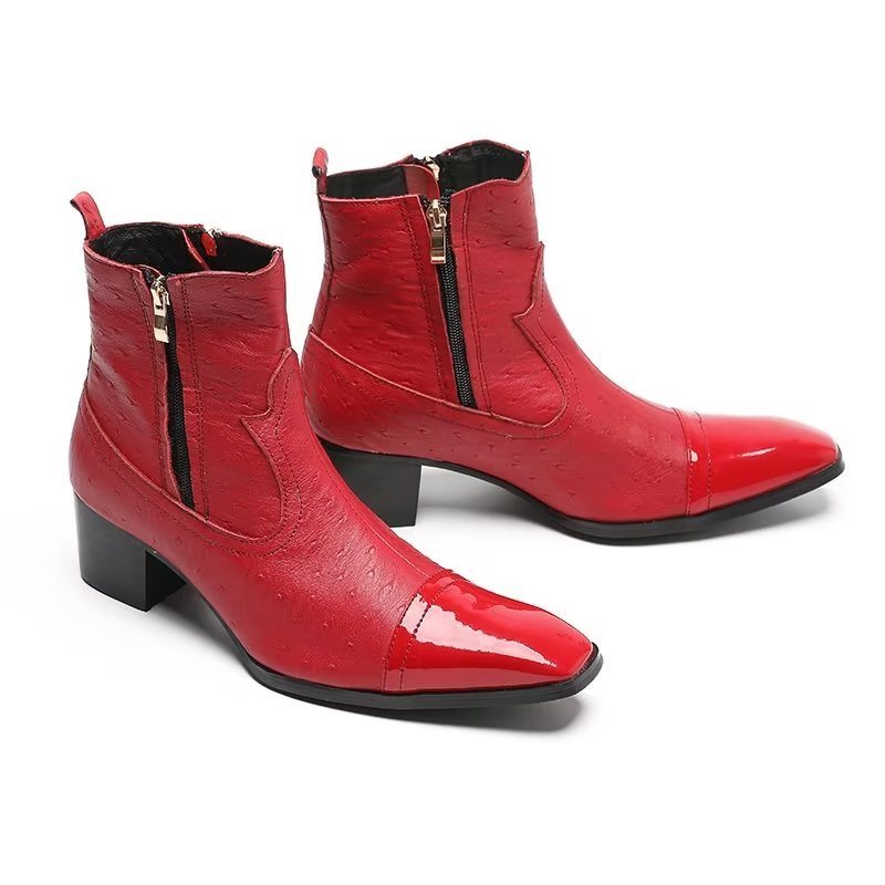 Herrestøvler Exotic Leather Statement Dress Boots - Rød