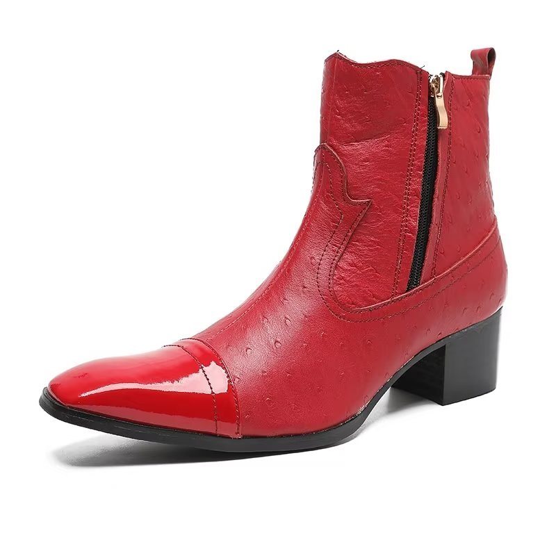 Herrestøvler Exotic Leather Statement Dress Boots - Rød