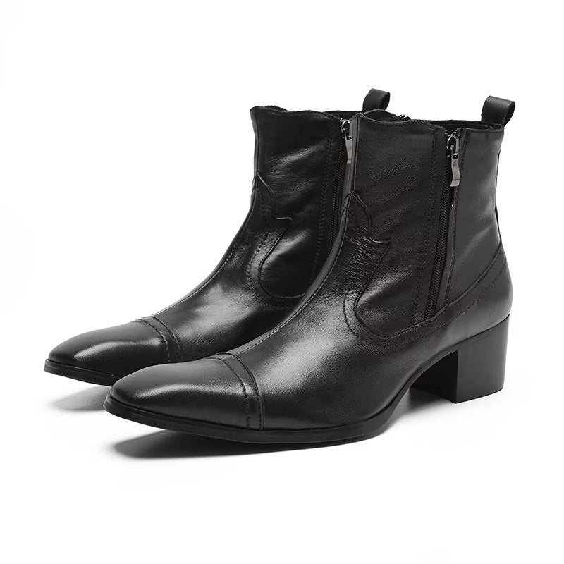 Herrestøvler Exotic Leather Statement Dress Boots - Sort