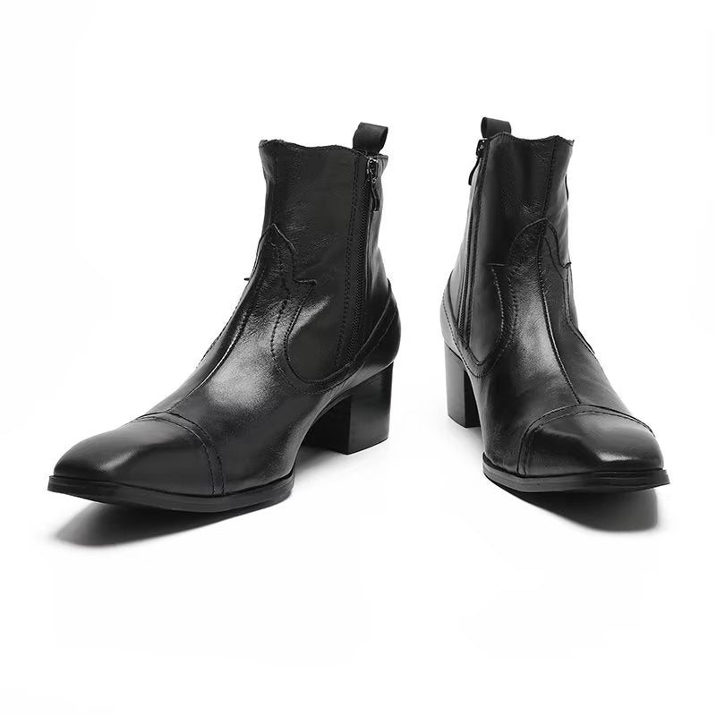 Herrestøvler Exotic Leather Statement Dress Boots - Sort