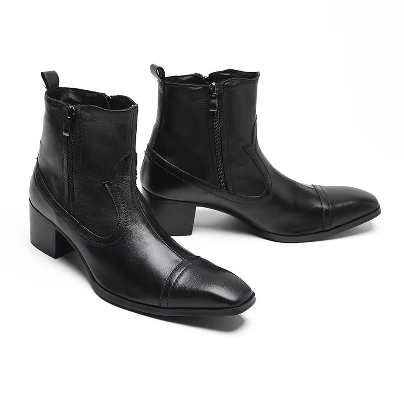 Herrestøvler Exotic Leather Statement Dress Boots - Sort