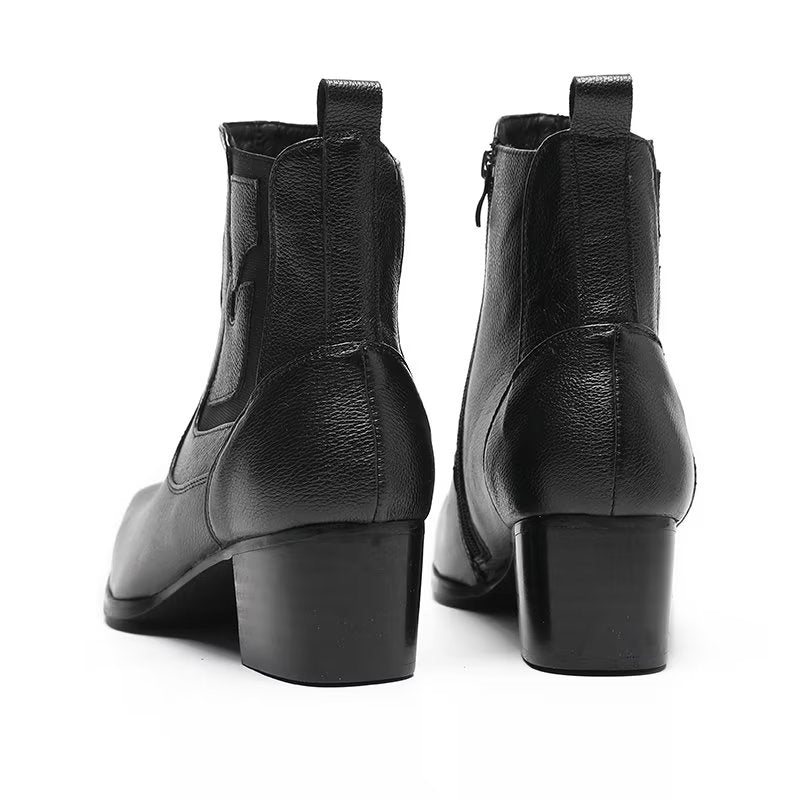 Herrestøvler Exotic Serpent Leather Zipper Dress Boots - Sort