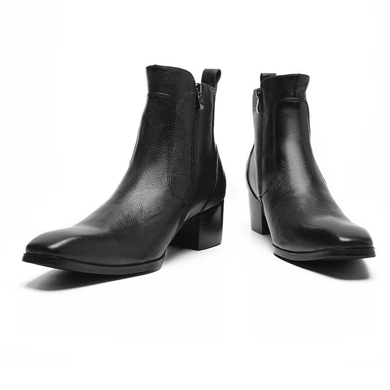 Herrestøvler Exotic Serpent Leather Zipper Dress Boots - Sort