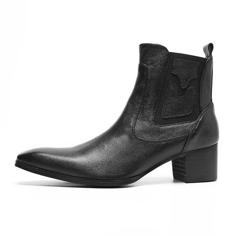 Herrestøvler Exotic Serpent Leather Zipper Dress Boots - Sort