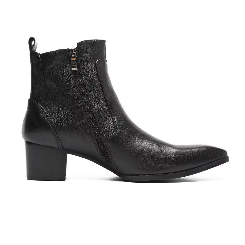 Herrestøvler Exotic Serpent Leather Zipper Dress Boots - Sort