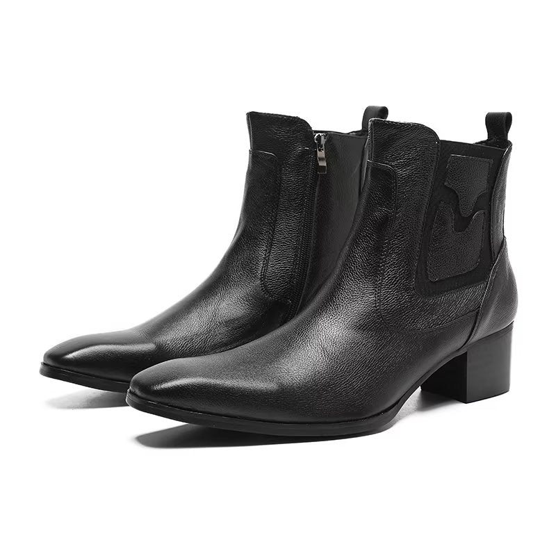 Herrestøvler Exotic Serpent Leather Zipper Dress Boots - Sort