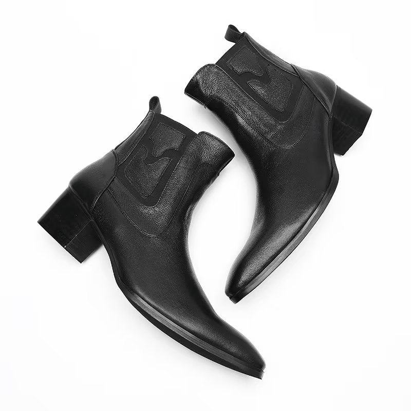 Herrestøvler Exotic Serpent Leather Zipper Dress Boots - Sort