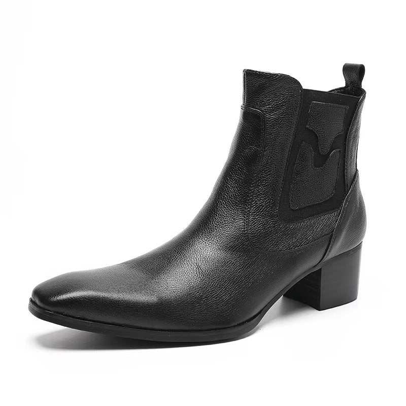 Herrestøvler Exotic Serpent Leather Zipper Dress Boots - Sort