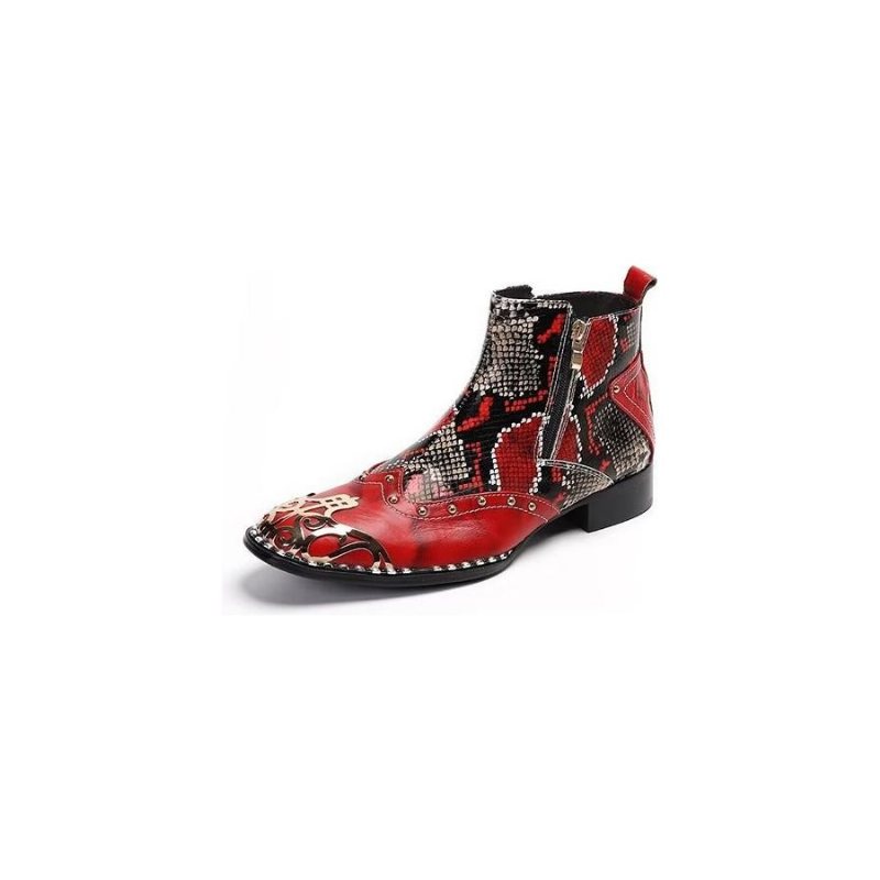 Herrestøvler Exotic Serpent Skin Leather Dress Boots - Rød