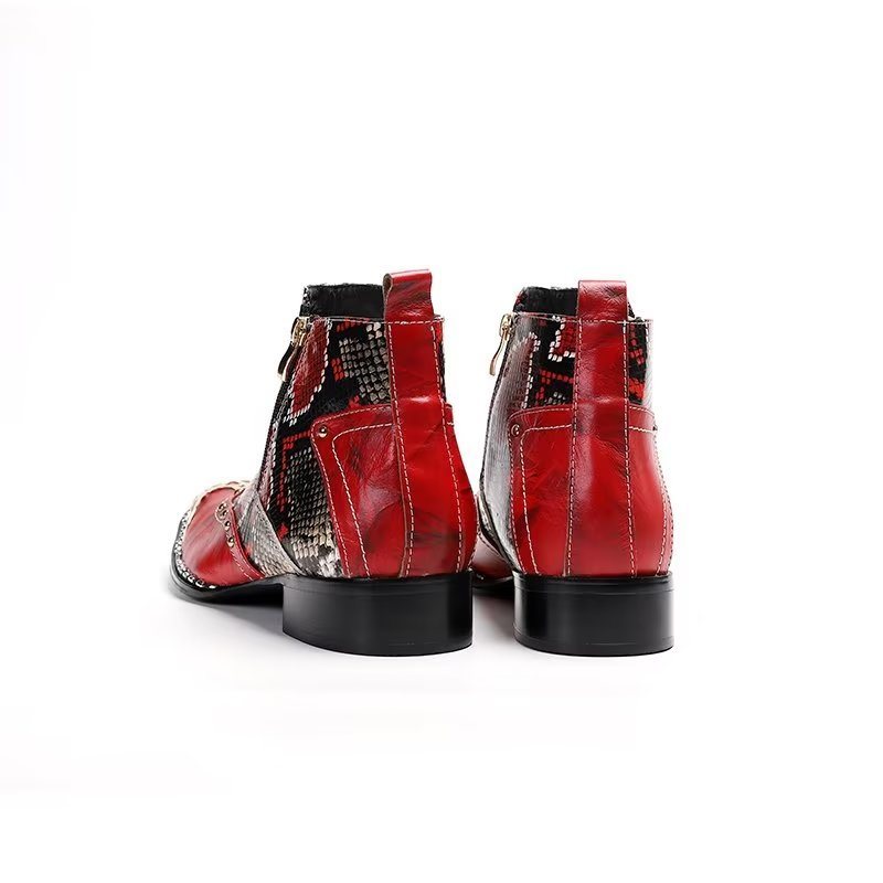 Herrestøvler Exotic Serpent Skin Leather Dress Boots - Rød