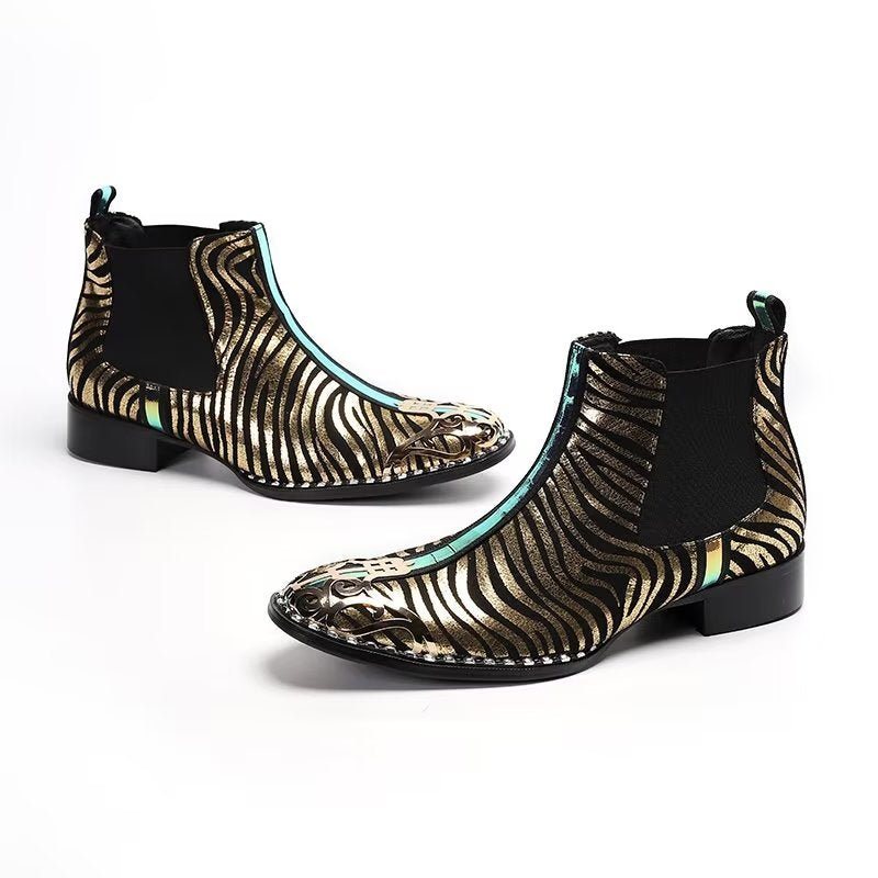 Herrestøvler Exotic Serpent Skin Leather Dress Boots - Svart