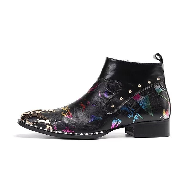 Herrestøvler Exotic Serpent Skin Leather Dress Boots - Svart