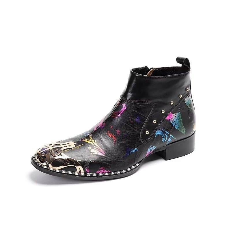 Herrestøvler Exotic Serpent Skin Leather Dress Boots - Svart