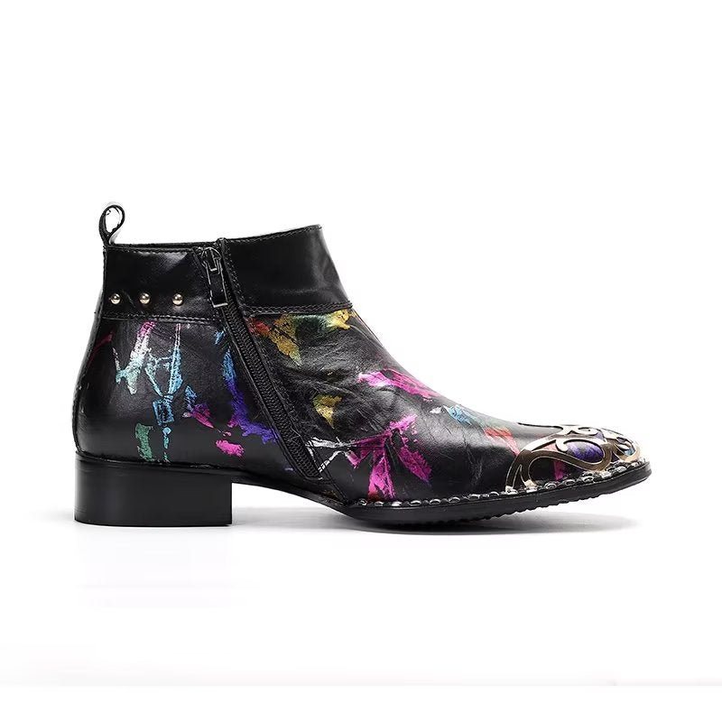 Herrestøvler Exotic Serpent Skin Leather Dress Boots - Svart