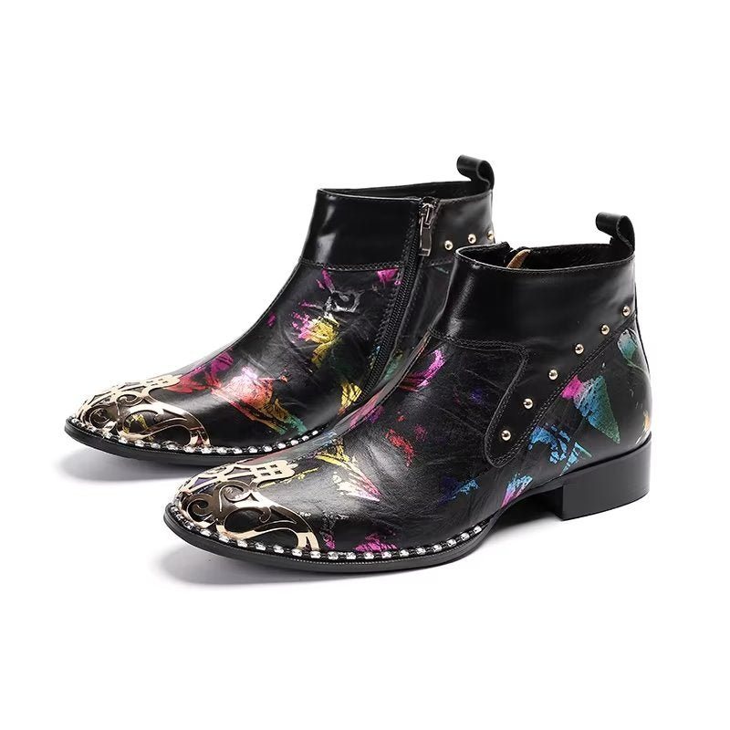 Herrestøvler Exotic Serpent Skin Leather Dress Boots - Svart