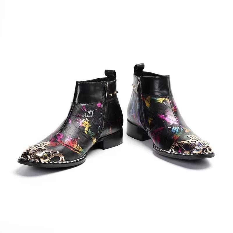 Herrestøvler Exotic Serpent Skin Leather Dress Boots - Svart