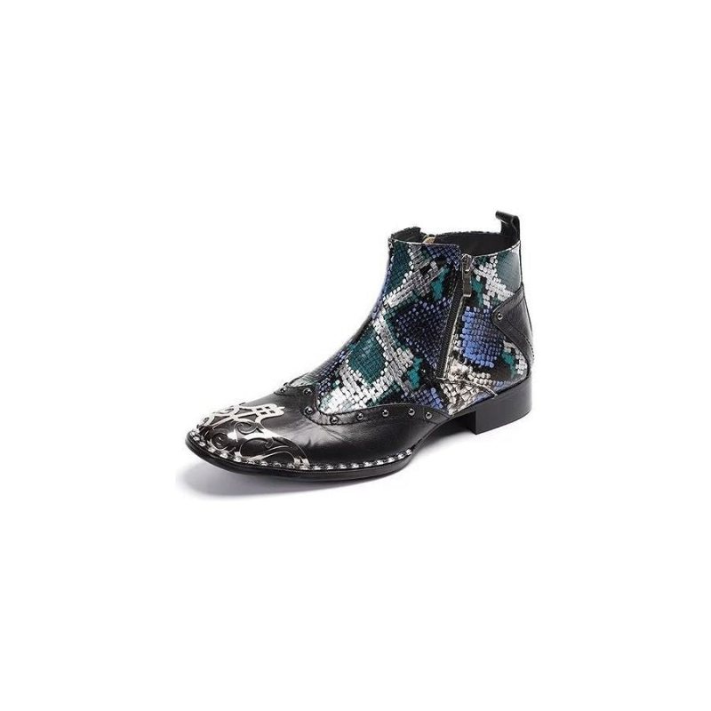 Herrestøvler Exotic Serpent Skin Leather Dress Boots - Svart