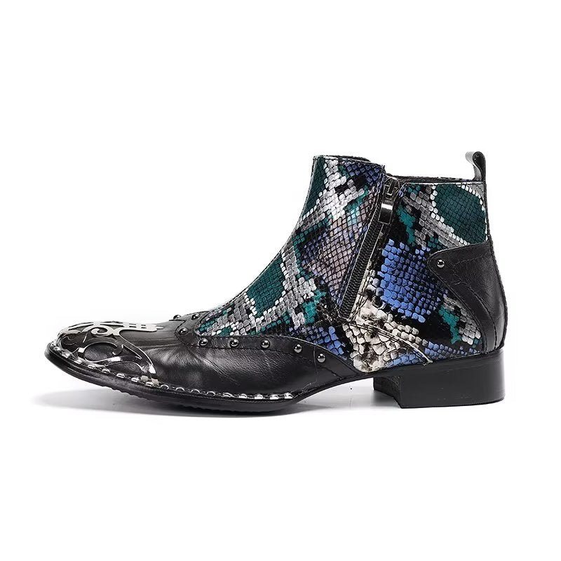 Herrestøvler Exotic Serpent Skin Leather Dress Boots - Svart