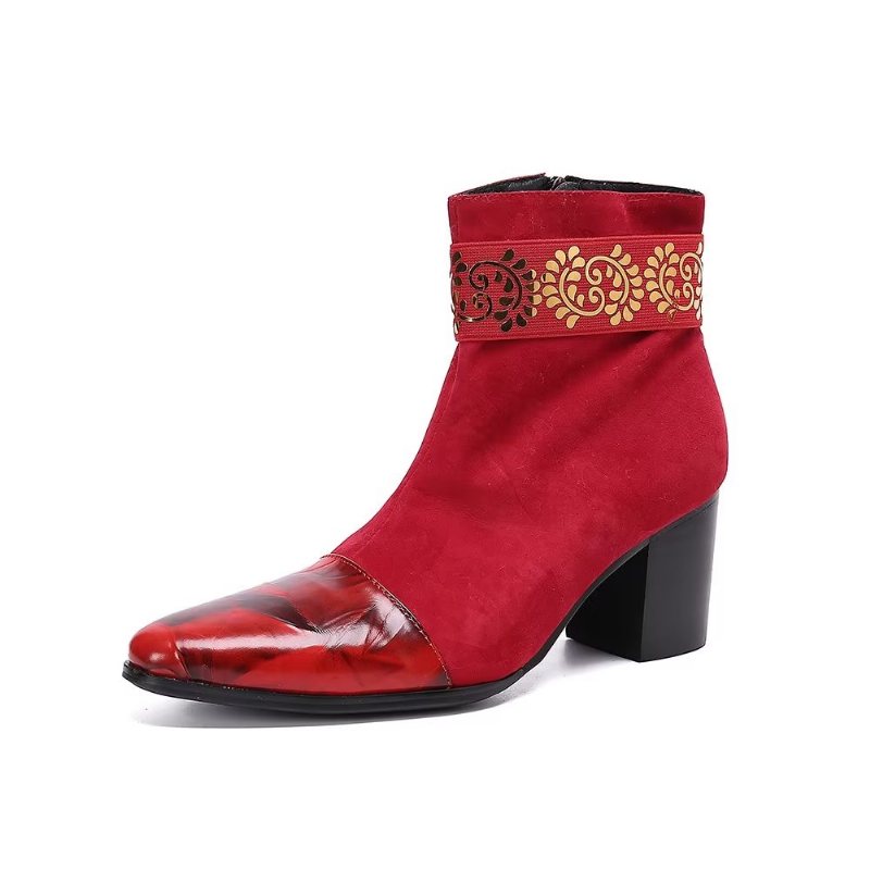 Herrestøvler Exotic Texture Dress Boots - Rød