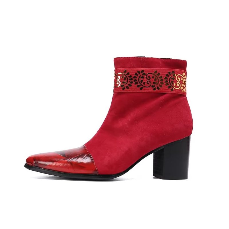 Herrestøvler Exotic Texture Dress Boots - Rød