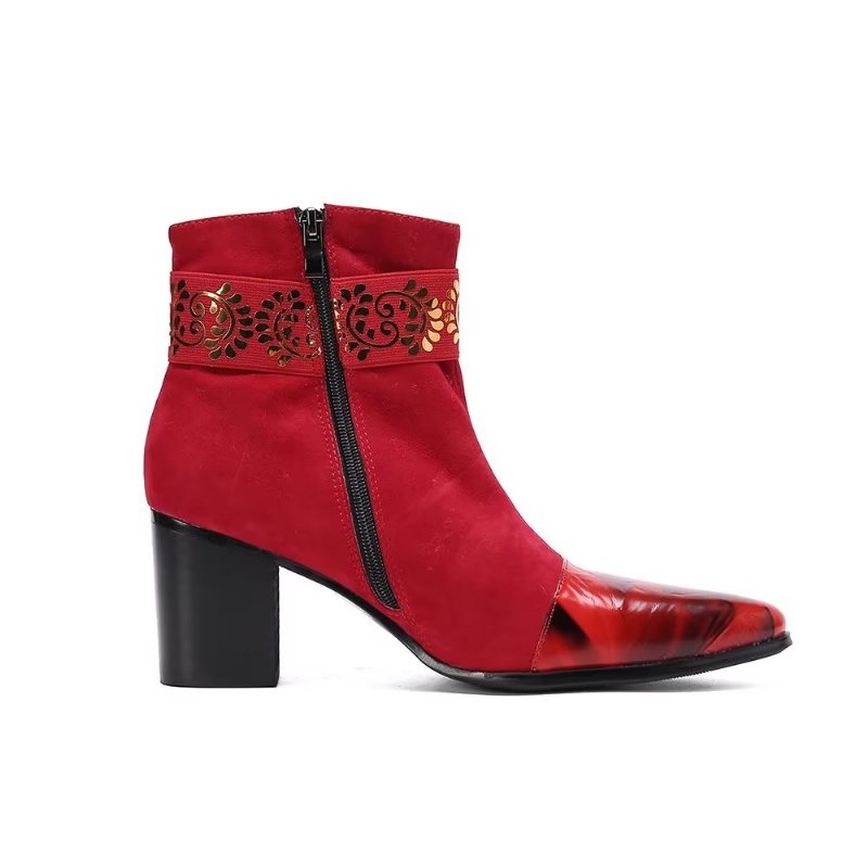 Herrestøvler Exotic Texture Dress Boots - Rød