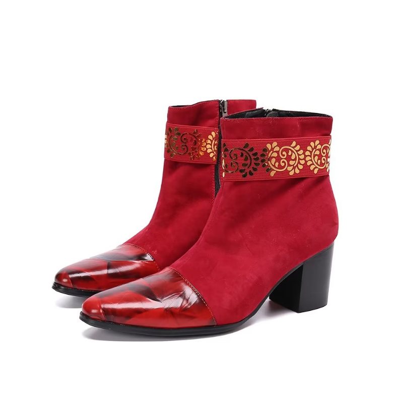 Herrestøvler Exotic Texture Dress Boots - Rød