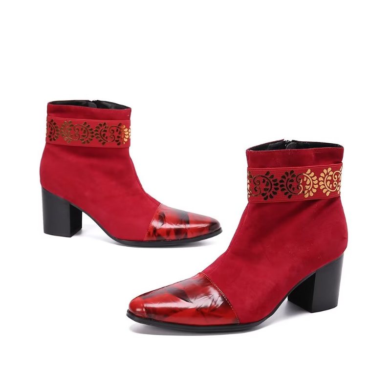 Herrestøvler Exotic Texture Dress Boots - Rød