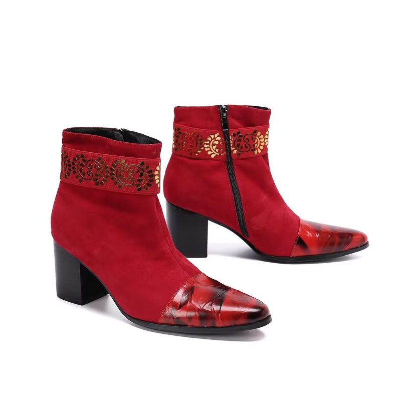 Herrestøvler Exotic Texture Dress Boots - Rød