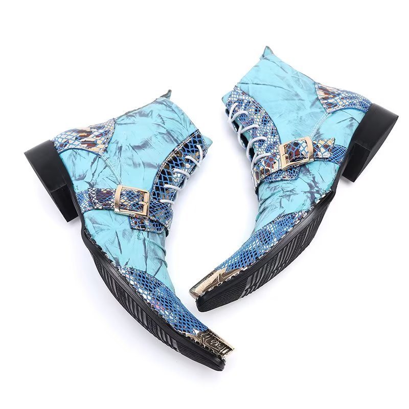 Herrestøvler Exotic Texture High Dress Boots - Blå