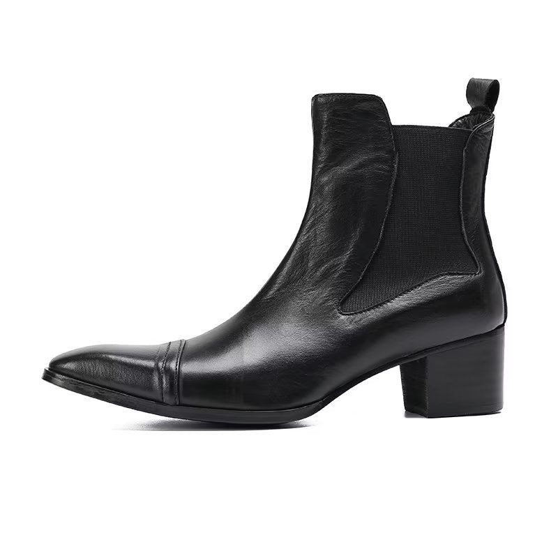 Herrestøvler Luksus Croc-tekstur Skinn Statement Dress Boots - Sort