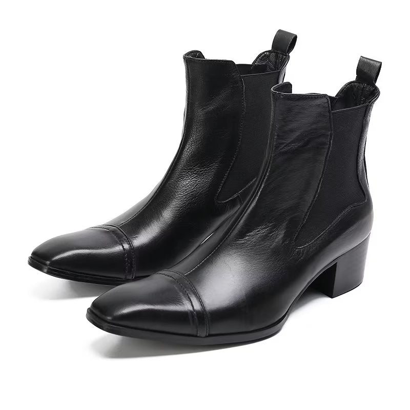 Herrestøvler Luksus Croc-tekstur Skinn Statement Dress Boots - Sort