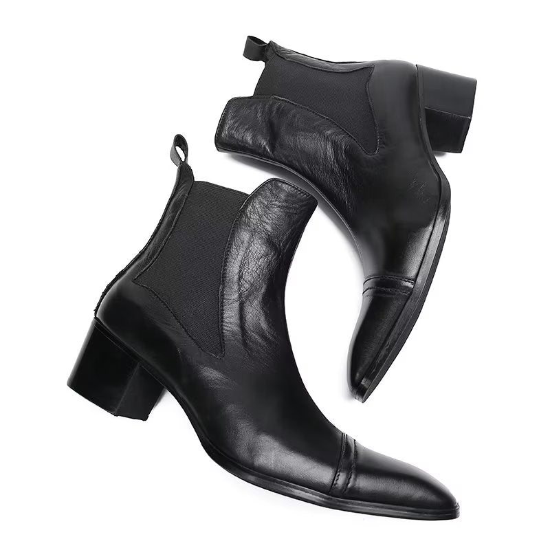 Herrestøvler Luksus Croc-tekstur Skinn Statement Dress Boots - Sort