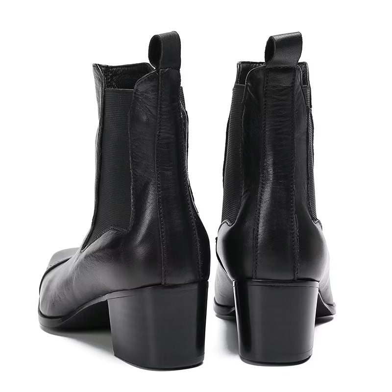 Herrestøvler Luksus Croc-tekstur Skinn Statement Dress Boots - Sort