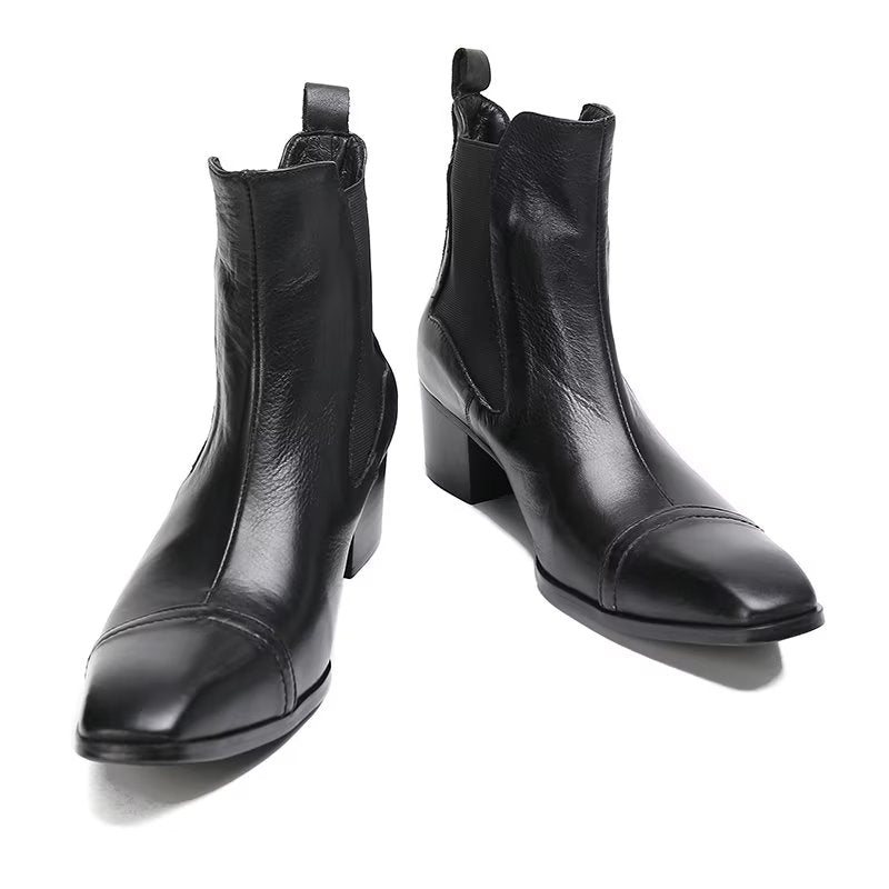 Herrestøvler Luksus Croc-tekstur Skinn Statement Dress Boots - Sort