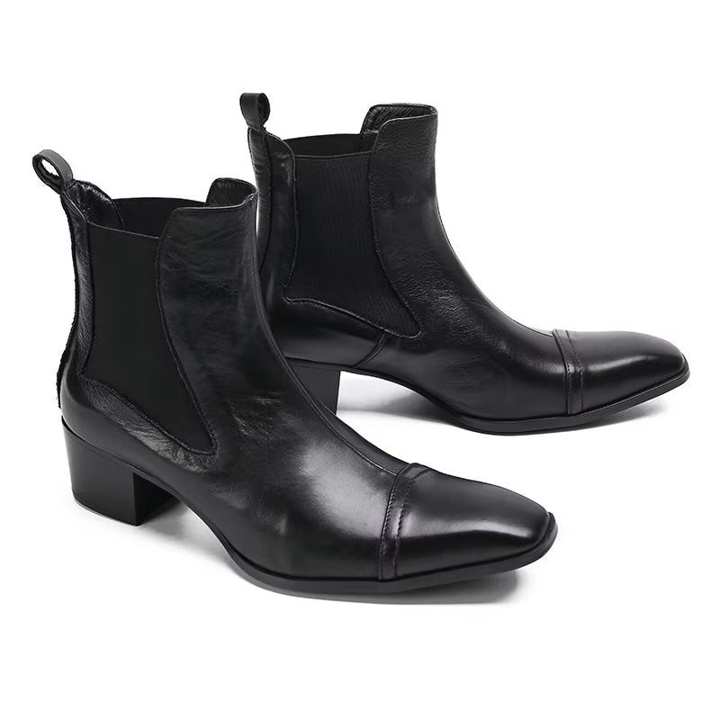 Herrestøvler Luksus Croc-tekstur Skinn Statement Dress Boots - Sort