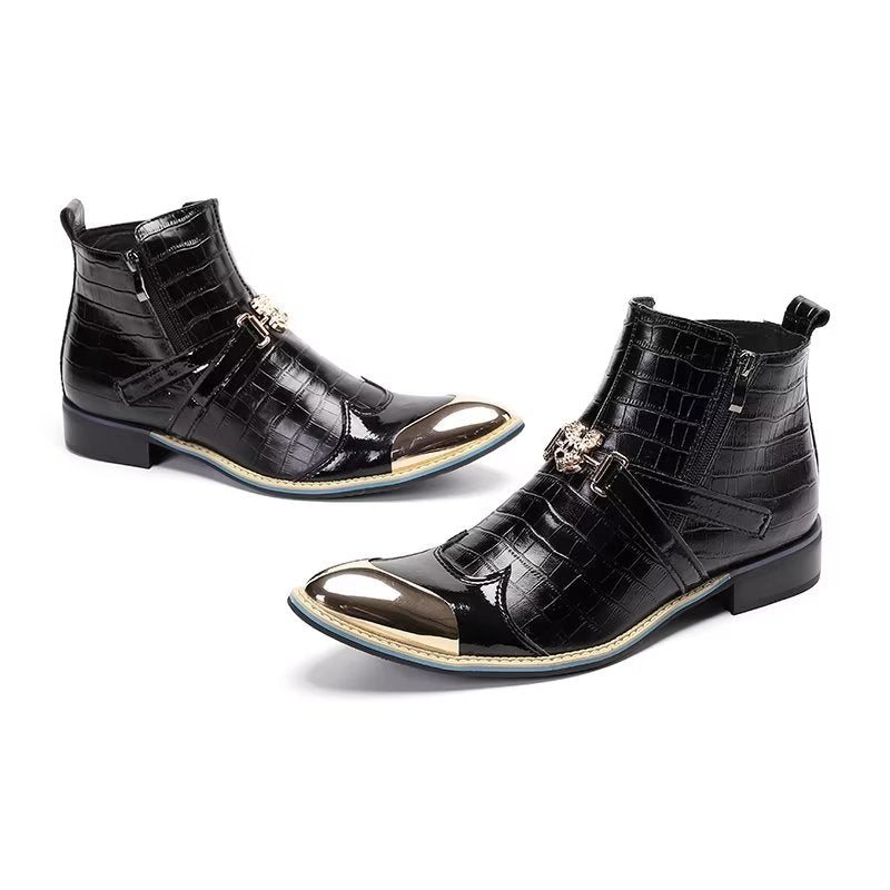 Herrestøvler Luksus Krokodilleskinn Statement Dress Boots - Svart