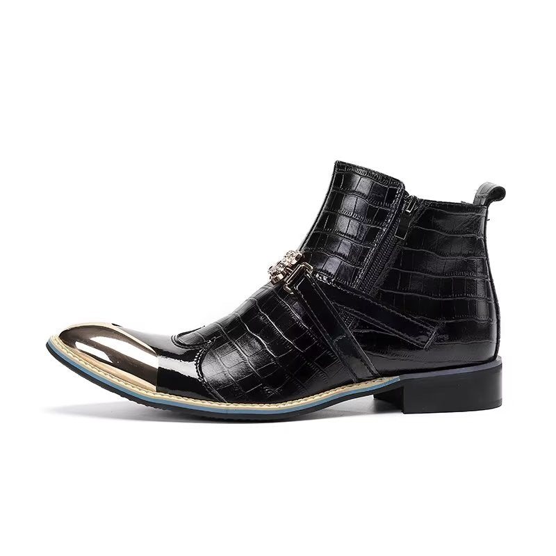 Herrestøvler Luksus Krokodilleskinn Statement Dress Boots - Svart